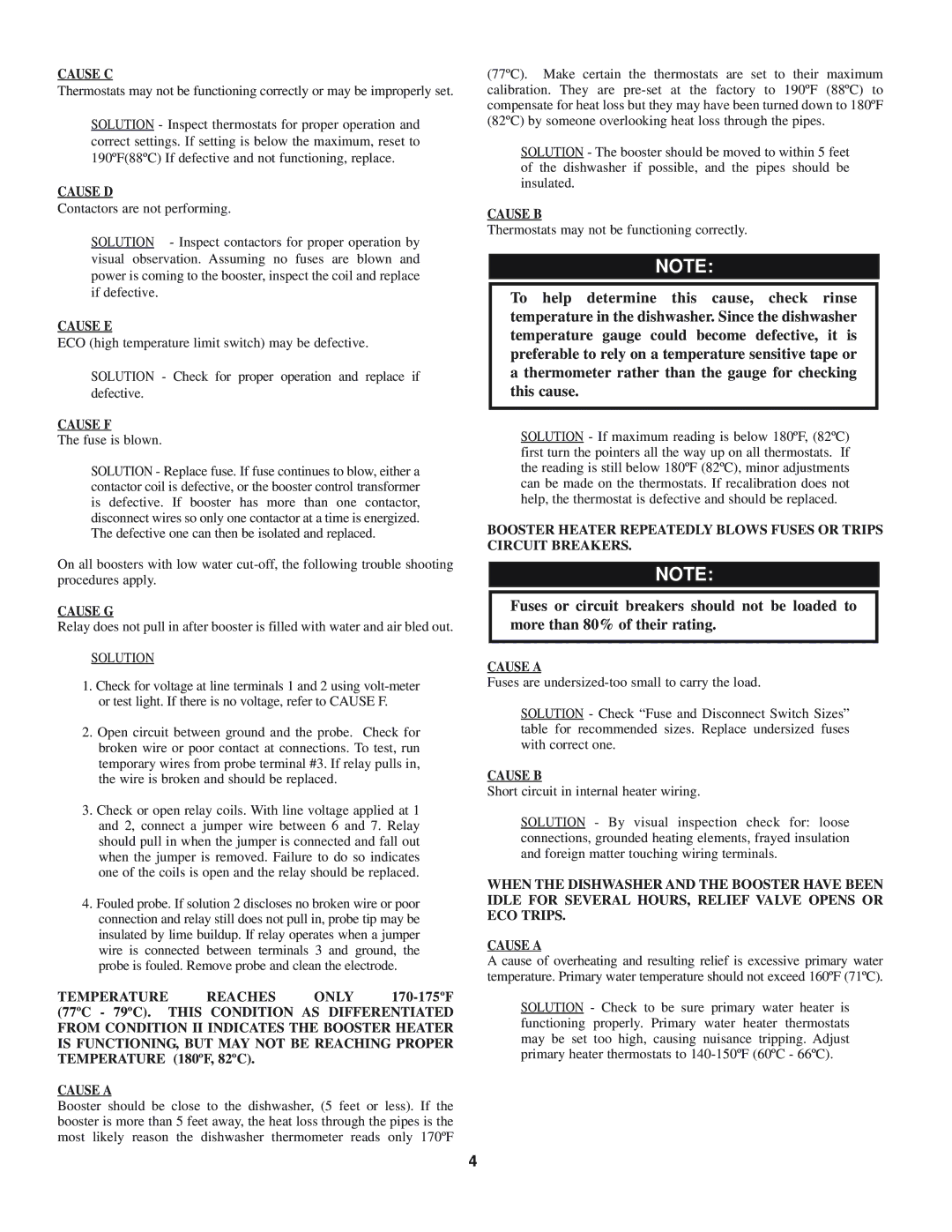 Lochinvar SSB-i & s--01 installation instructions Cause F, Cause G 