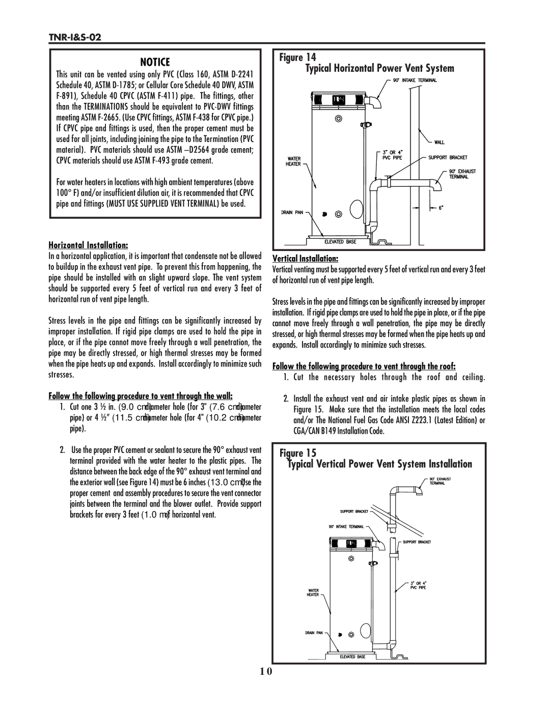 Lochinvar TNR-I&S-02 service manual Typical Vertical Power Vent System Installation 