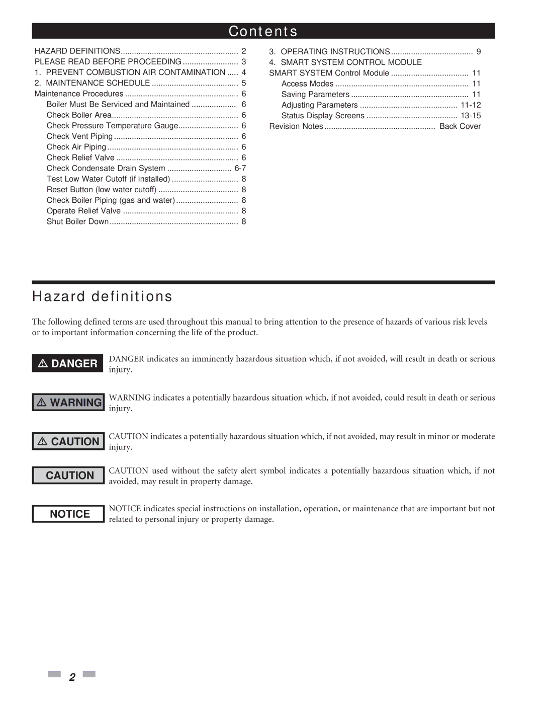 Lochinvar WH 55 - 399 manual Contents 