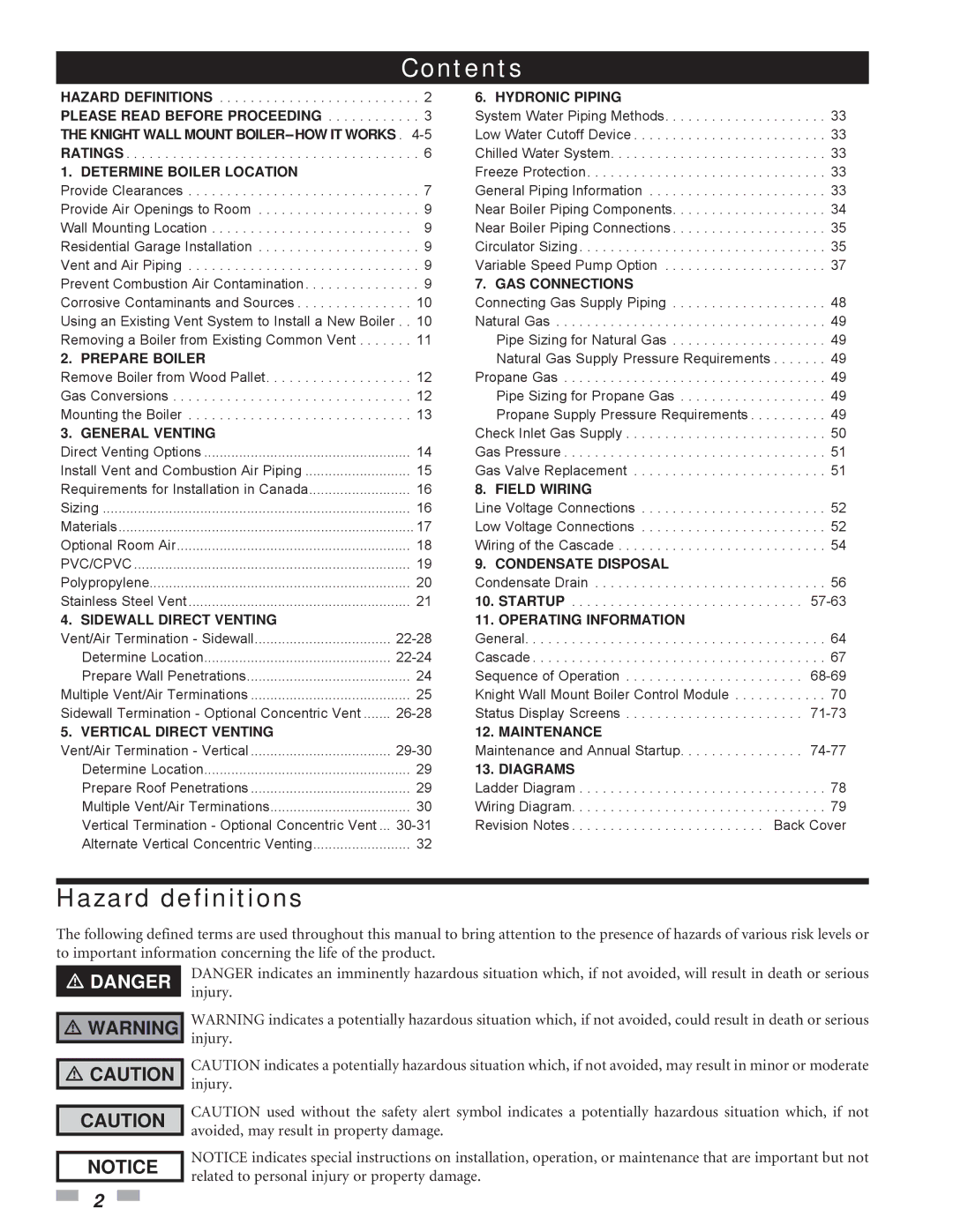 Lochinvar WH 55-399 operation manual Contents 