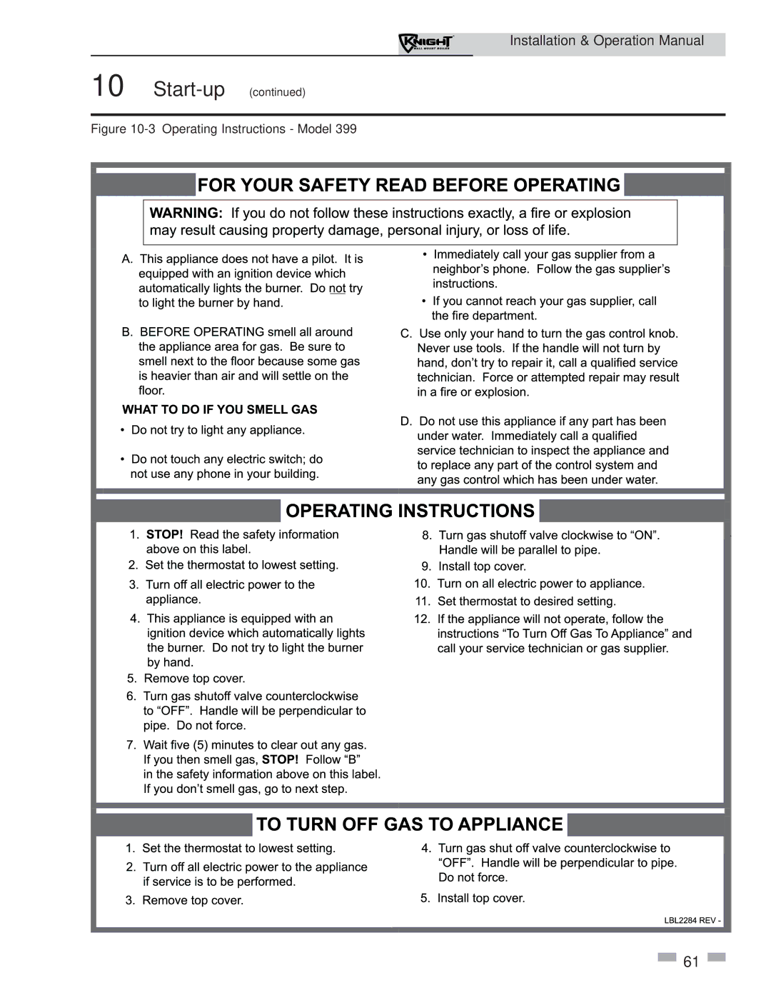 Lochinvar WH 55-399 operation manual Operating Instructions Model 