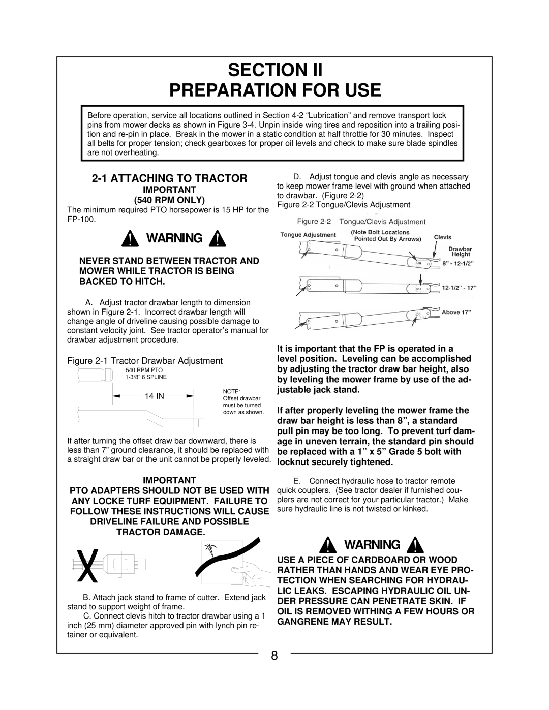 Locke FP-172-C, FP-160-C, FP-148-C manual Rpm Pto 