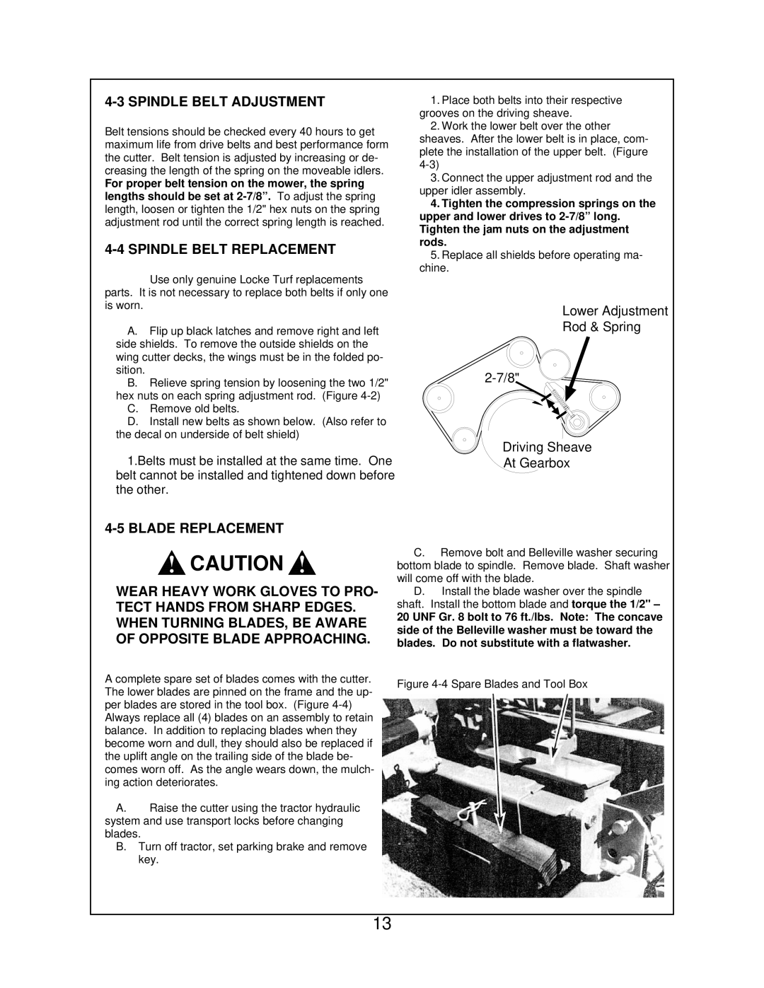 Locke FP-148-C, FP-160-C, FP-172-C manual Spare Blades and Tool Box 