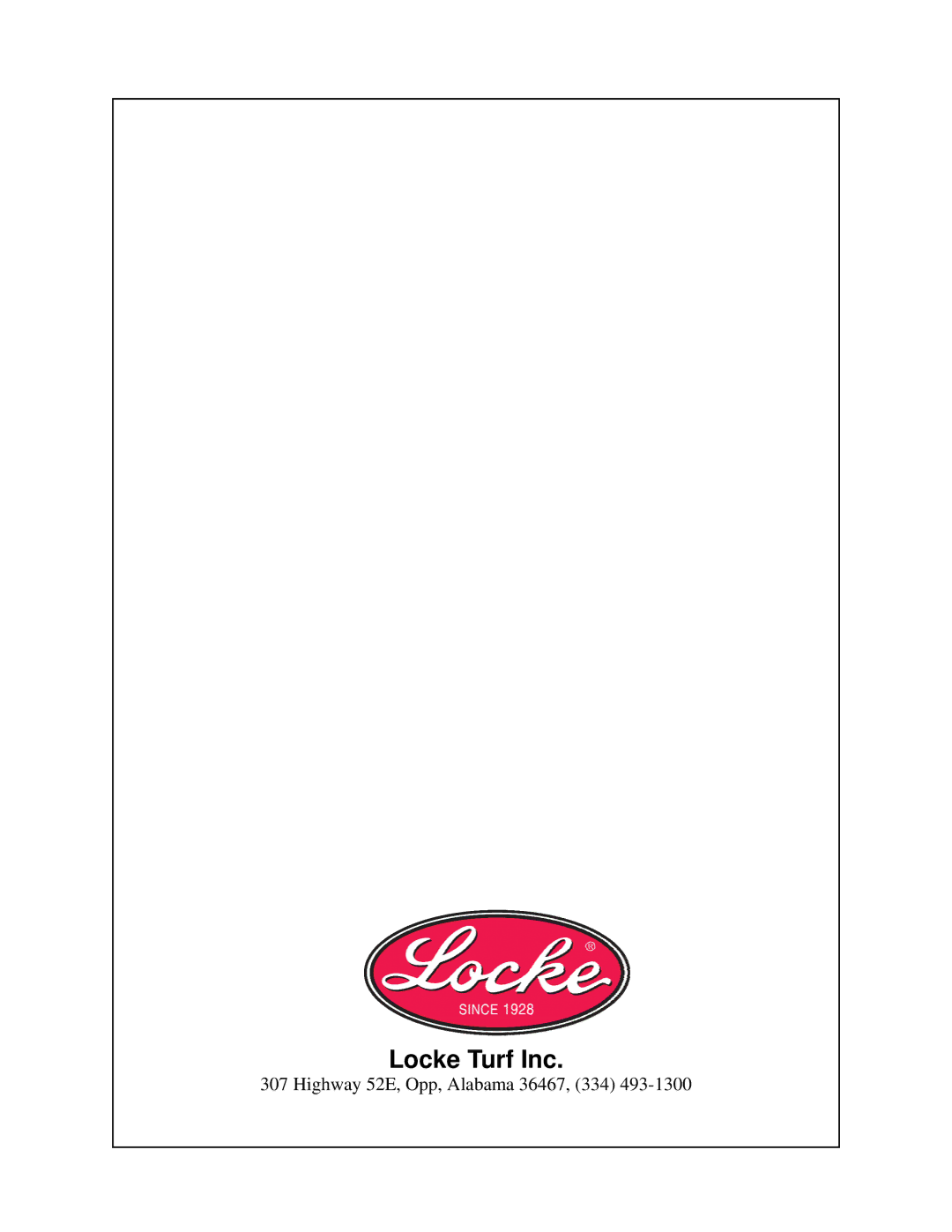 Locke FP-160-C, FP-172-C, FP-148-C manual Locke Turf Inc 