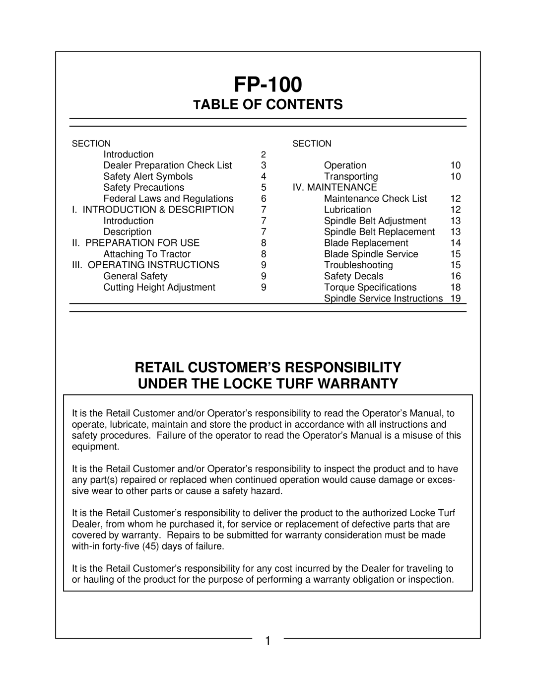 Locke FP-160-C, FP-172-C, FP-148-C manual 