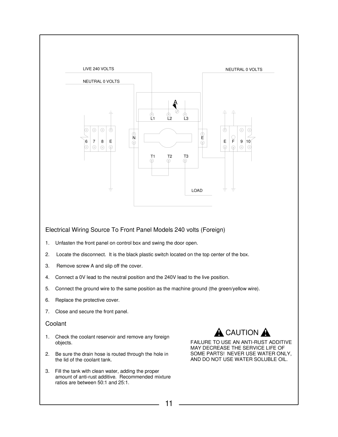 Locke RS-5100 manual Coolant 