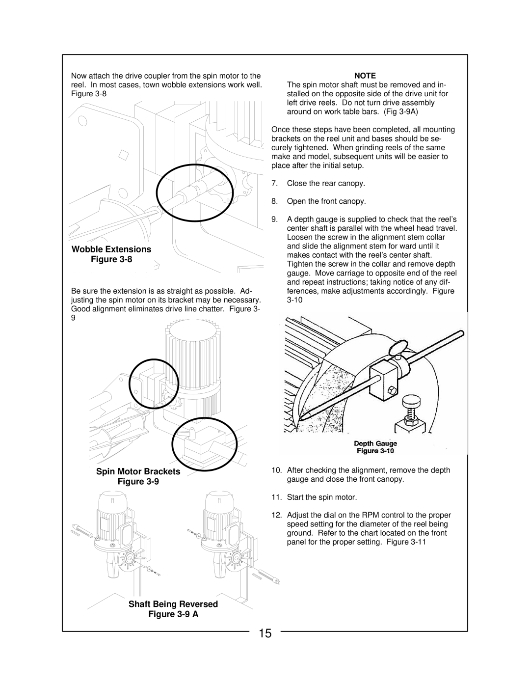 Locke RS-5100 manual Wobble Extensions, Spin Motor Brackets, Shaft Being Reversed 