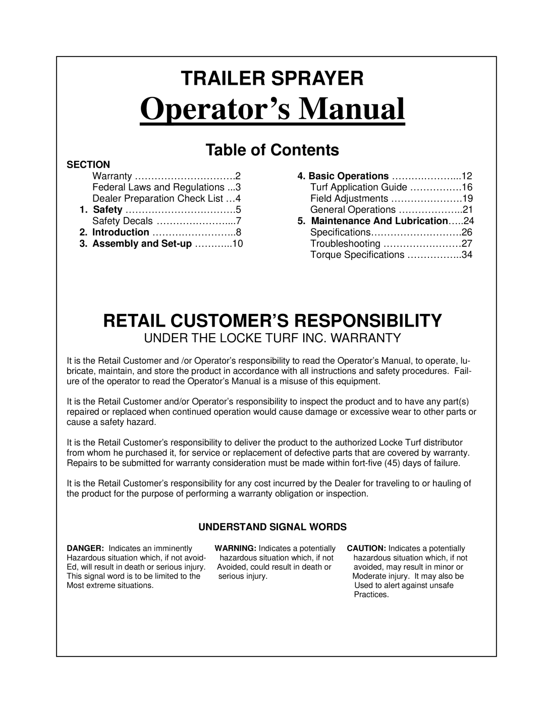 Locke TR-30 manual 