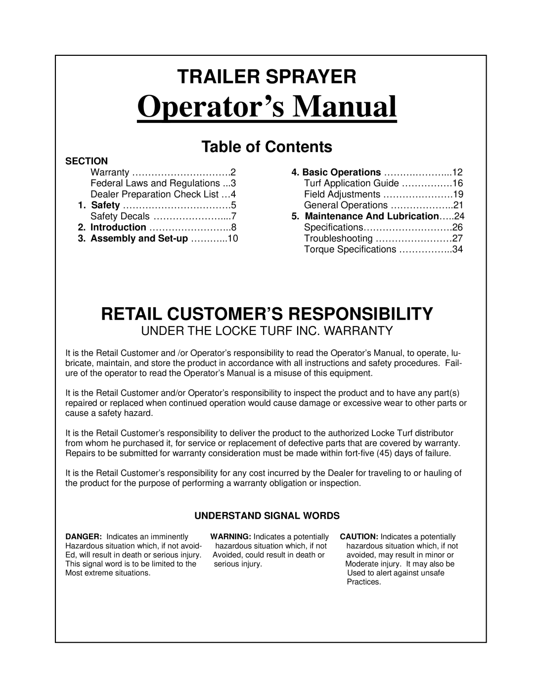 Locke TR-30 manual 