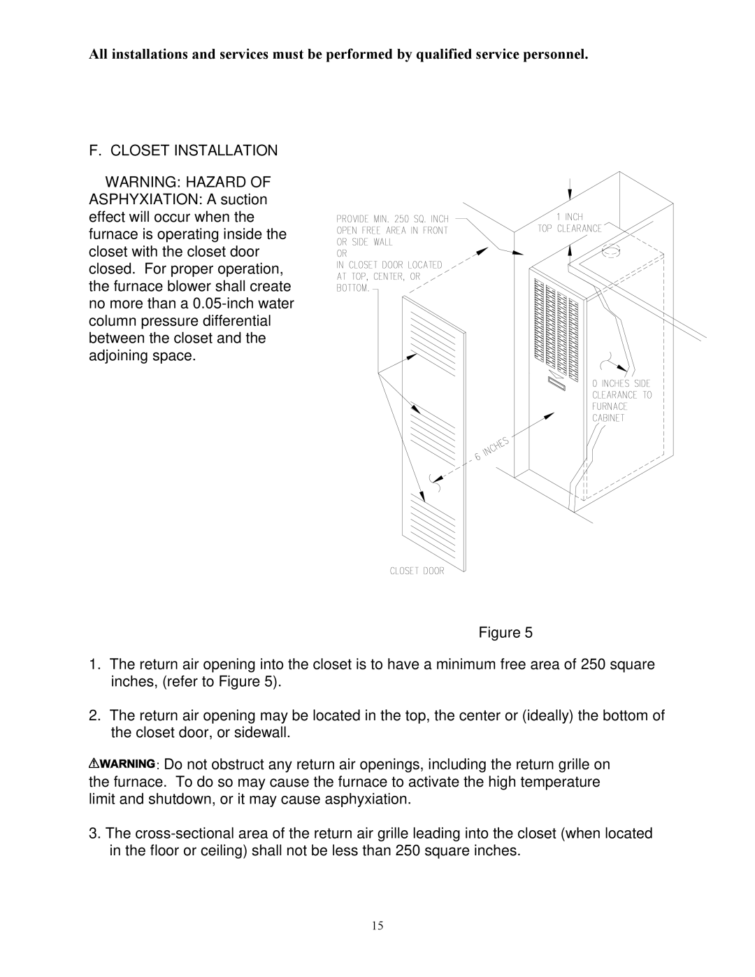 Lodge Manufacturing GMD1-80N manual Closet Installation ? Warning Hazard 