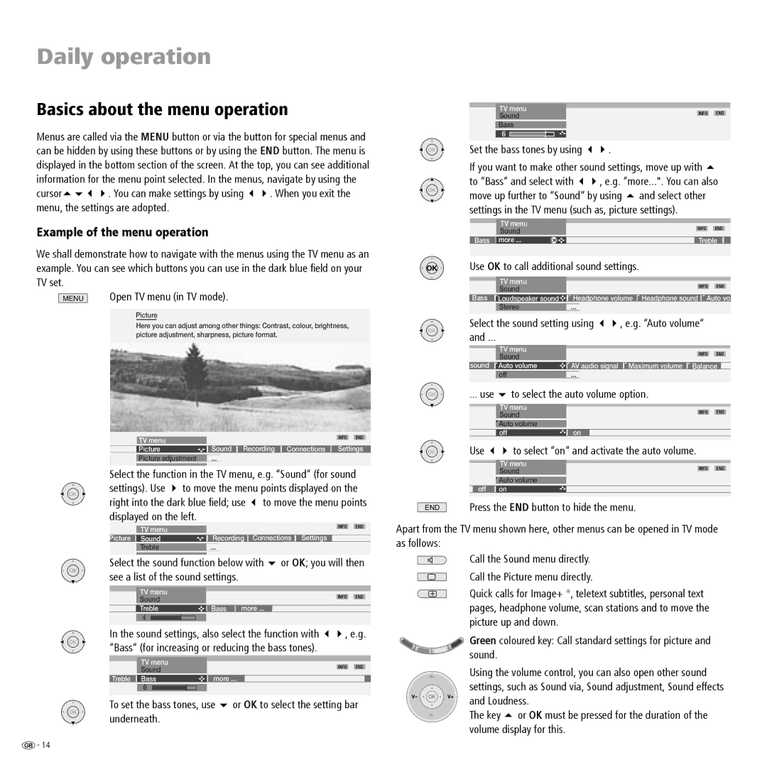 Loewe 23332507.020 manual Basics about the menu operation, Example of the menu operation 