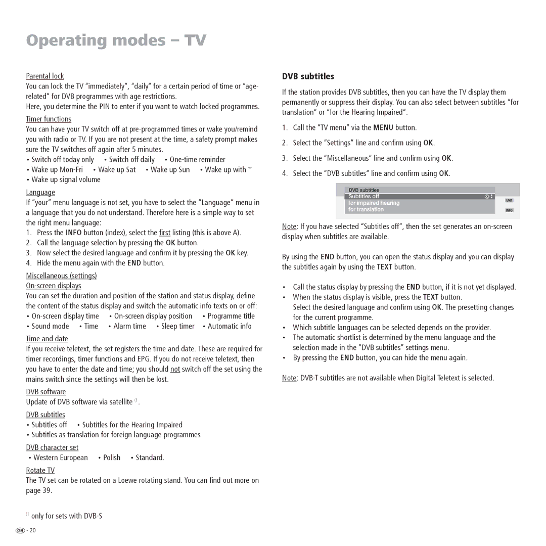 Loewe 23332507.020 manual DVB subtitles 