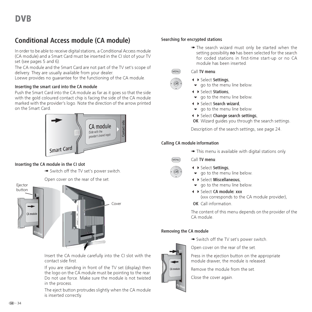 Loewe 42, 32, 37 operating instructions Conditional Access module CA module 