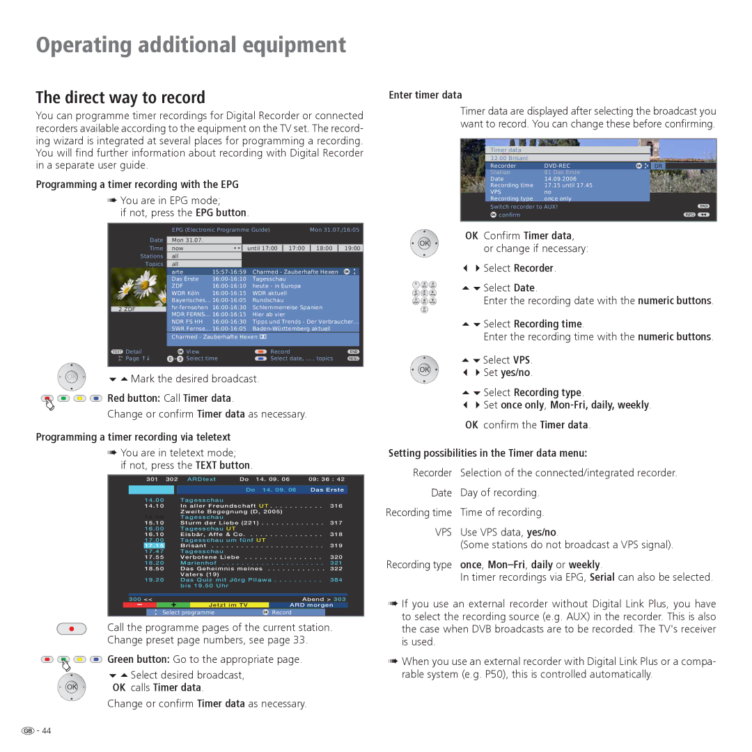 Loewe 37, 32, 42 operating instructions Direct way to record 