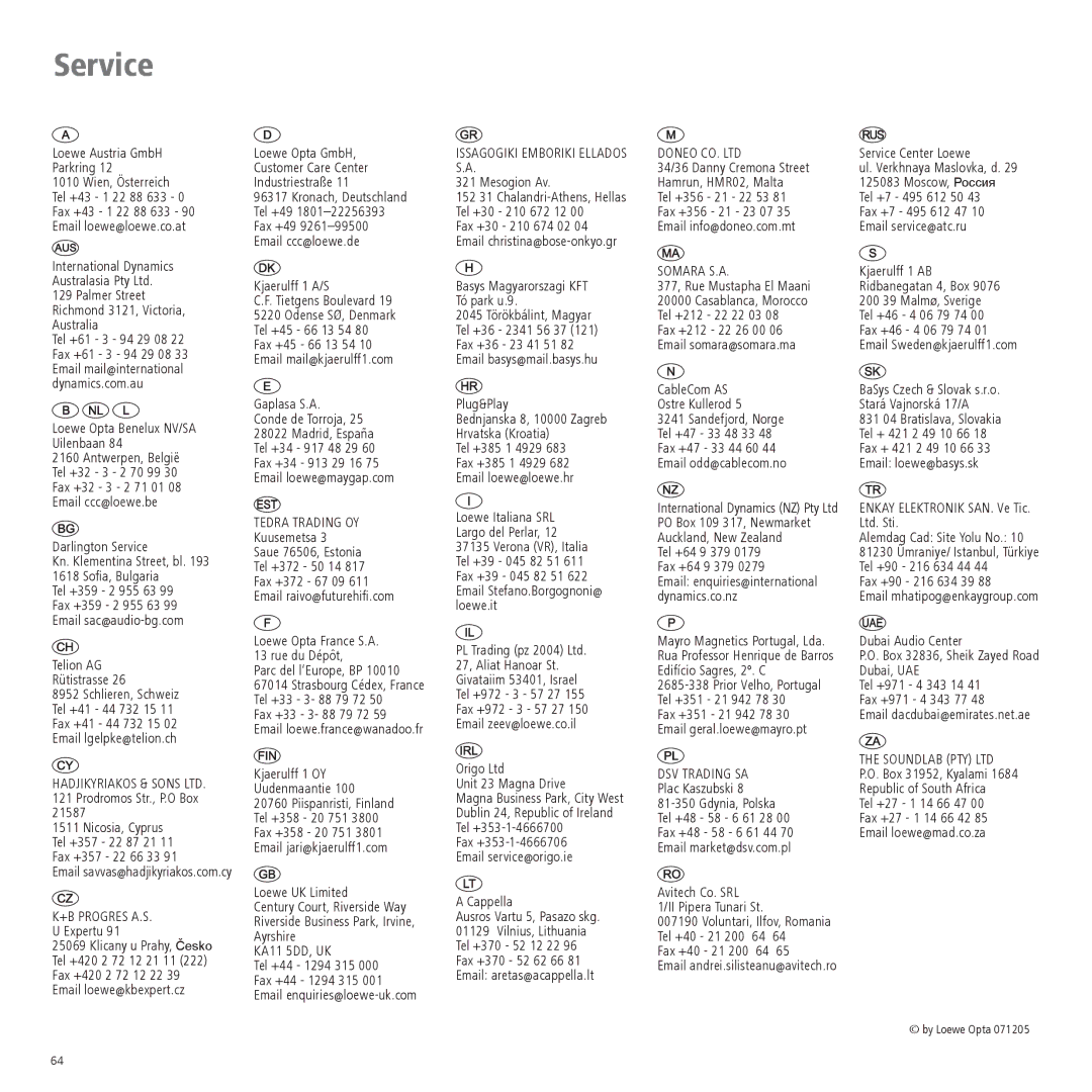 Loewe 42, 32, 37 operating instructions Service 