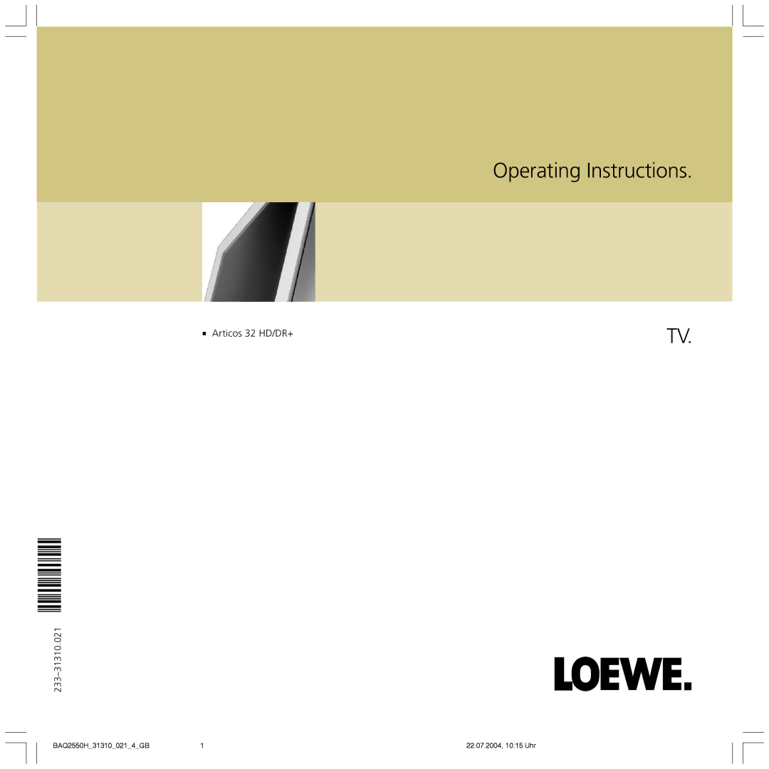 Loewe manual Articos 32 HD/DR+ 233-31310.021 