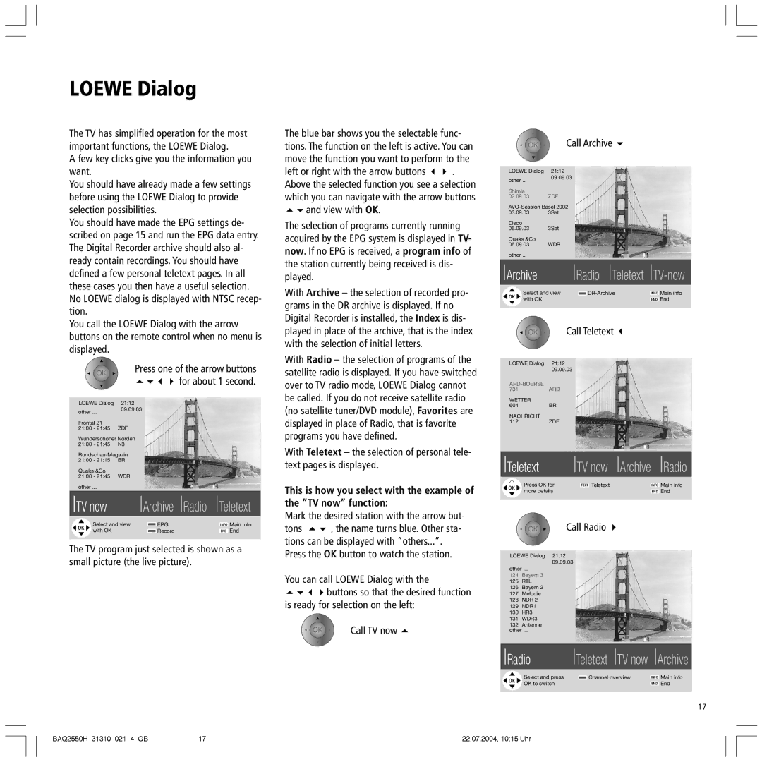 Loewe 32 HD/DR+ manual Loewe Dialog 