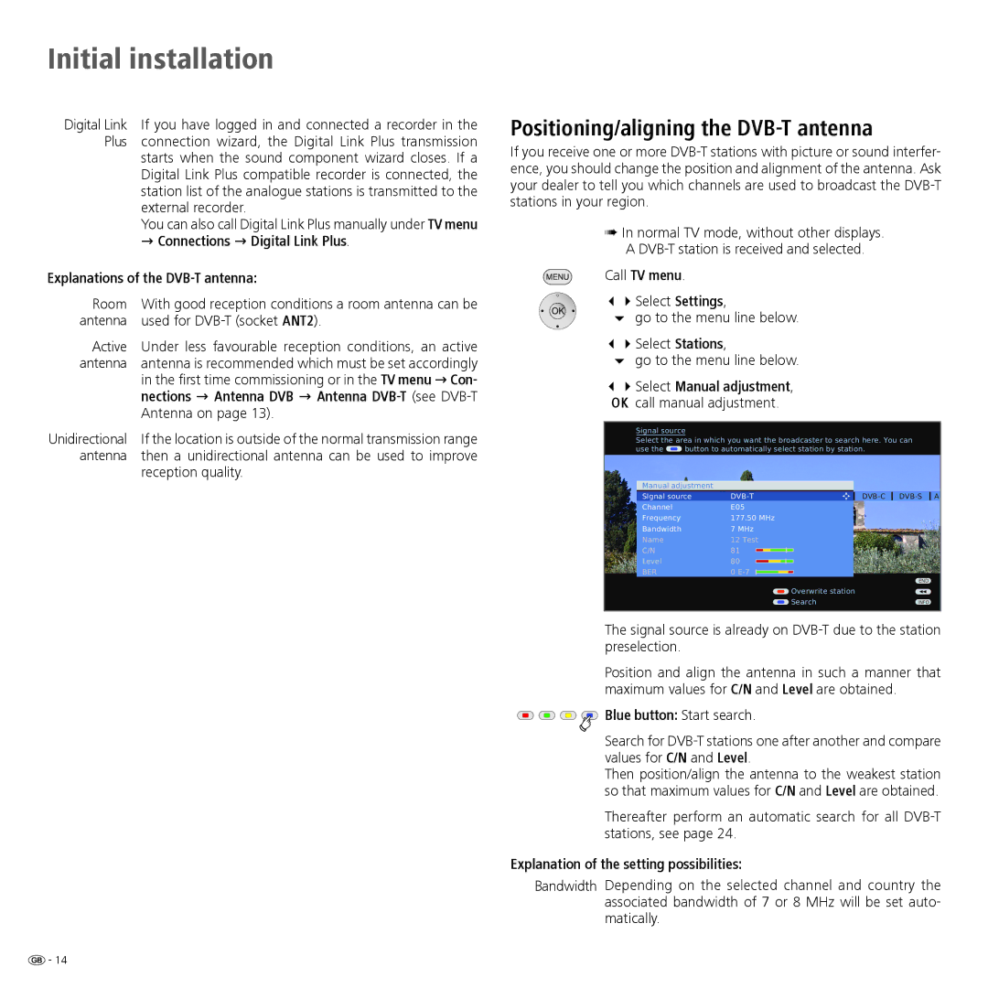 Loewe 32 manual Positioning/aligning the DVB-T antenna 