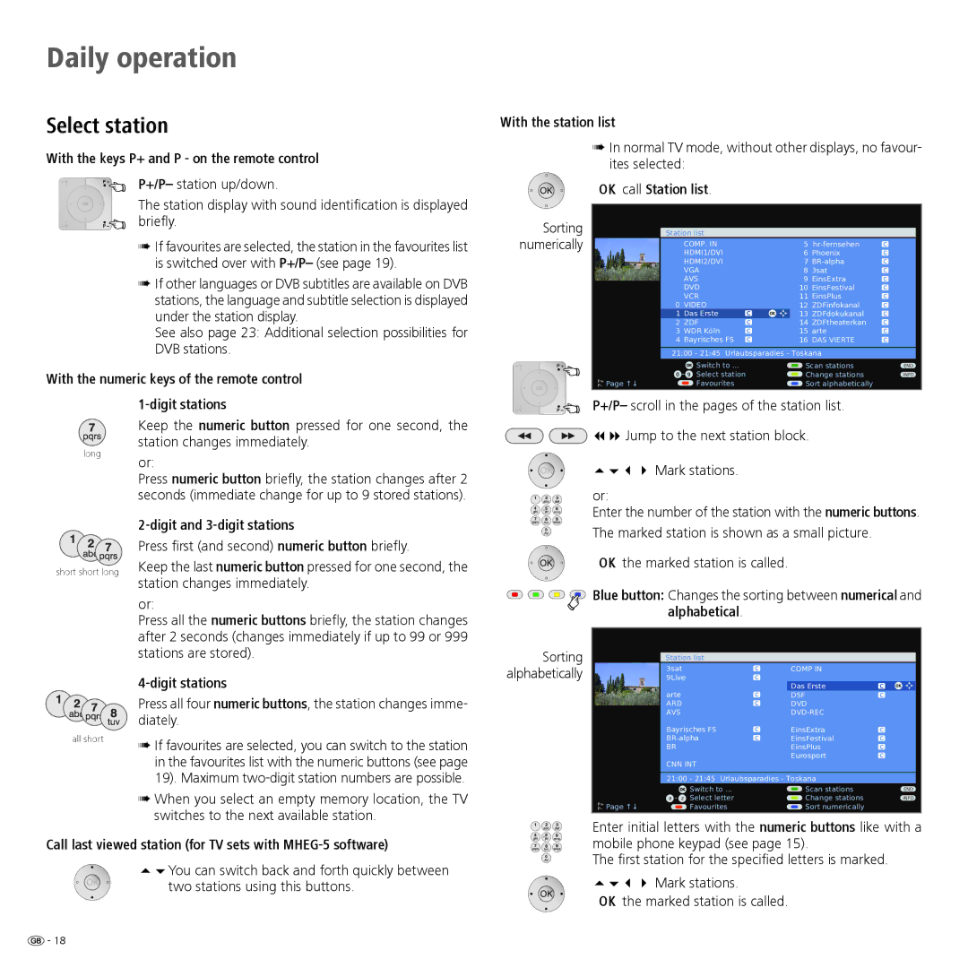 Loewe 32 manual Daily operation, Select station 