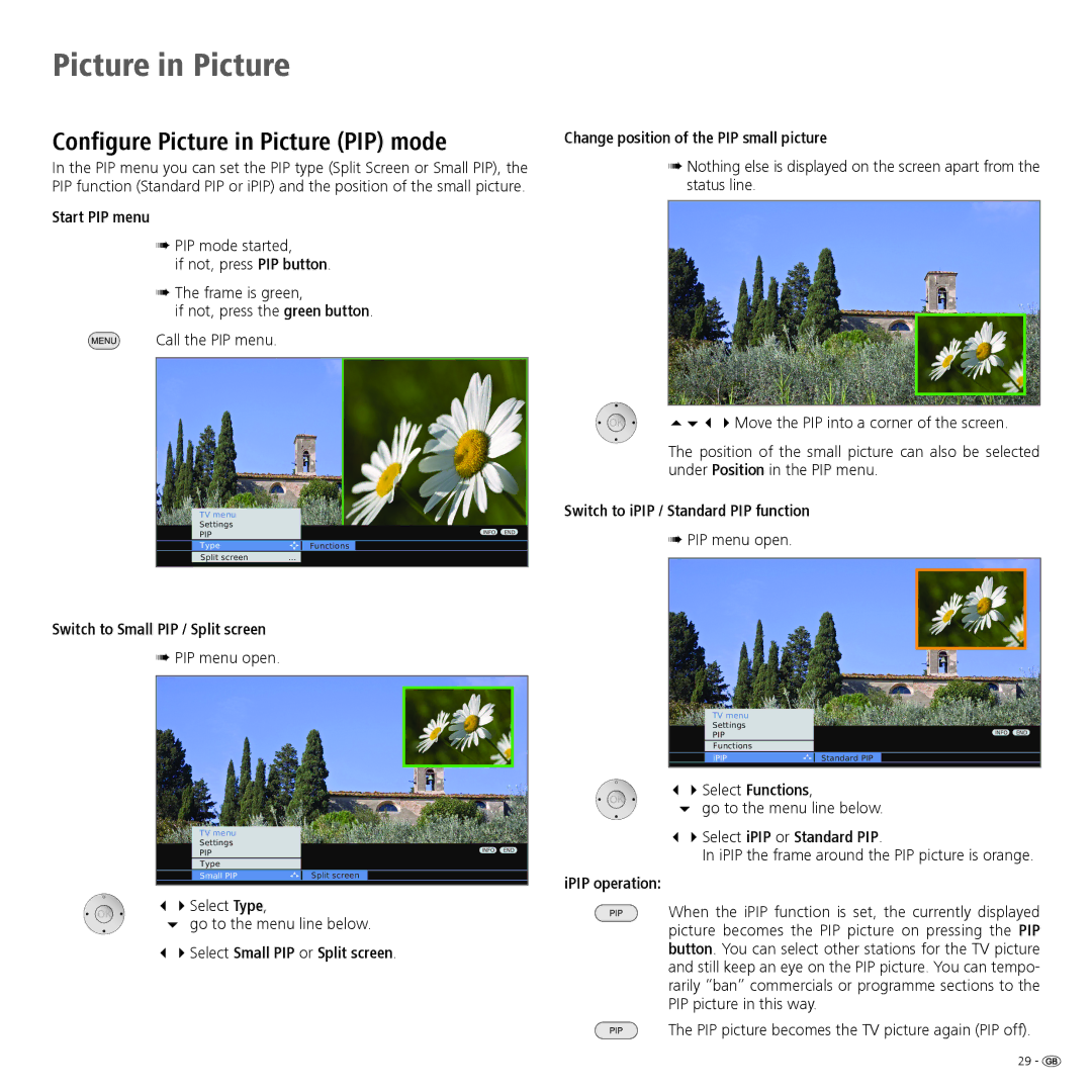 Loewe 32 manual Configure Picture in Picture PIP mode 