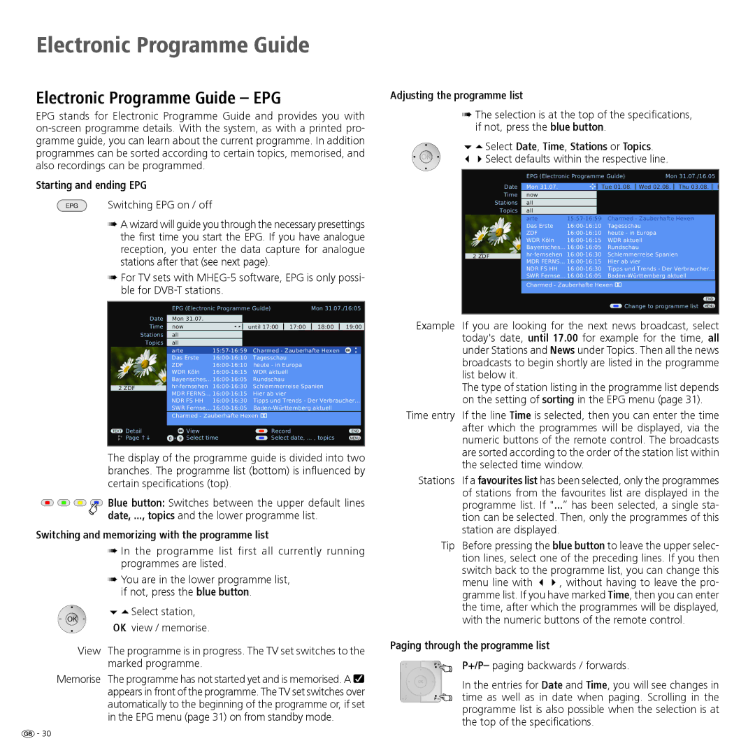 Loewe 32 manual Electronic Programme Guide EPG 