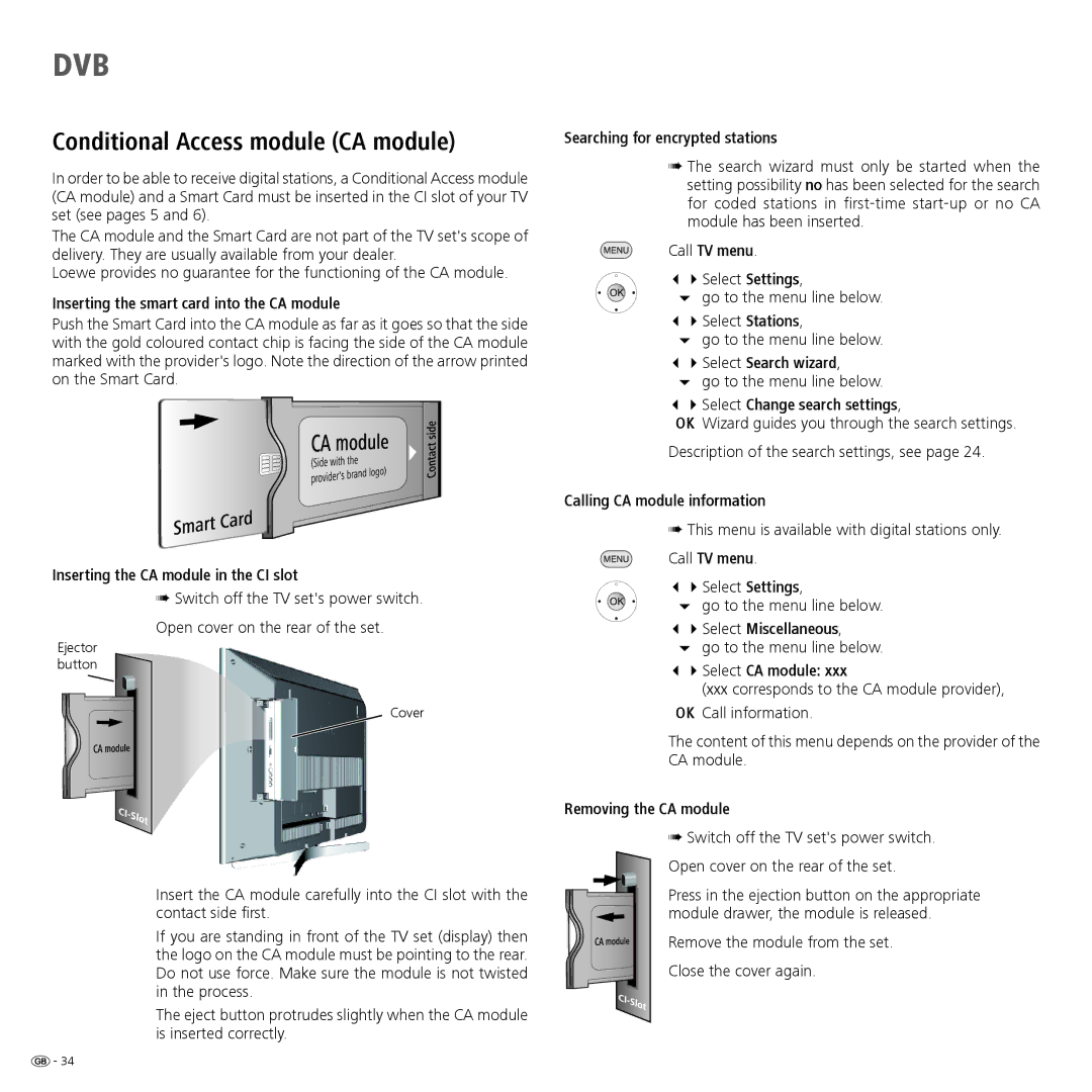 Loewe 32 manual Conditional Access module CA module 