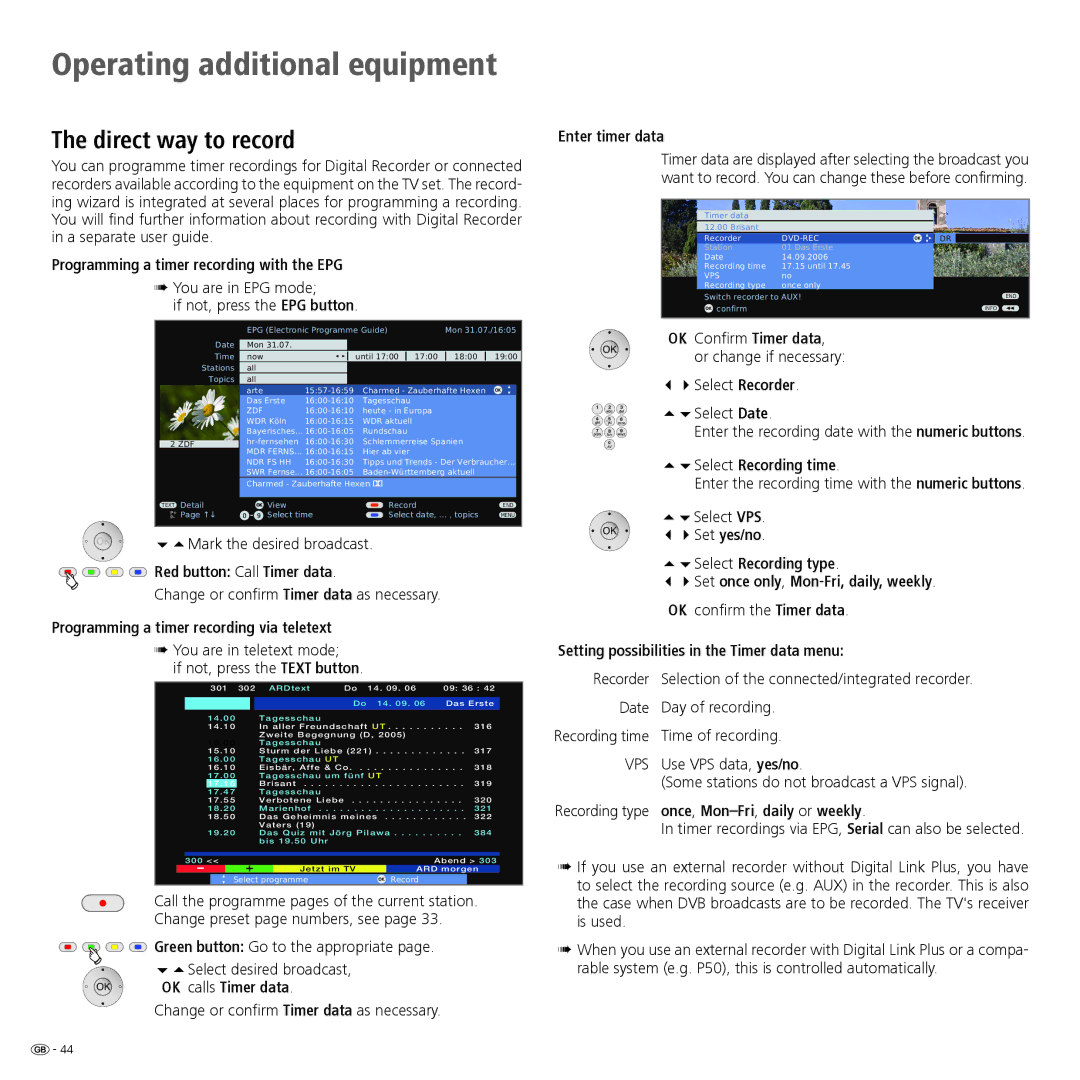 Loewe 32 manual Direct way to record 