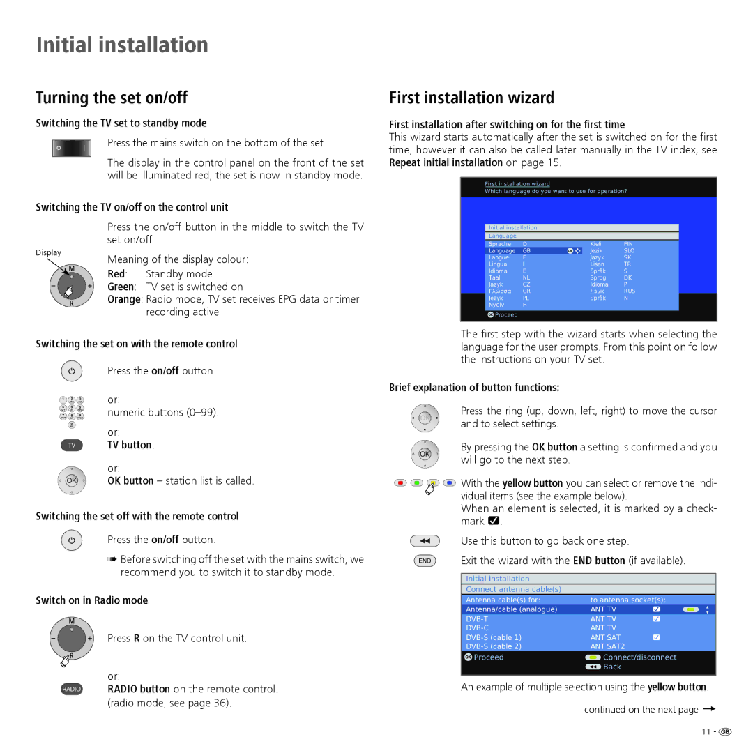 Loewe 32959022 manual Turning the set on/off, First installation wizard 