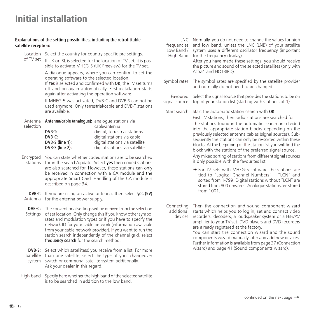 Loewe 32959022 manual Antenna/cable analogue analogue stations via, DVB-S line 