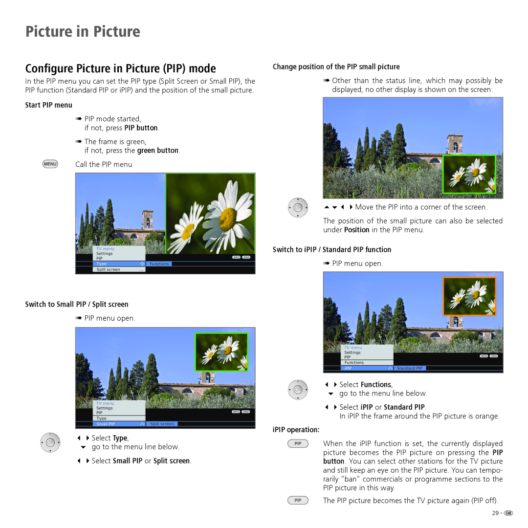 Loewe 32959022 manual Configure Picture in Picture PIP mode 