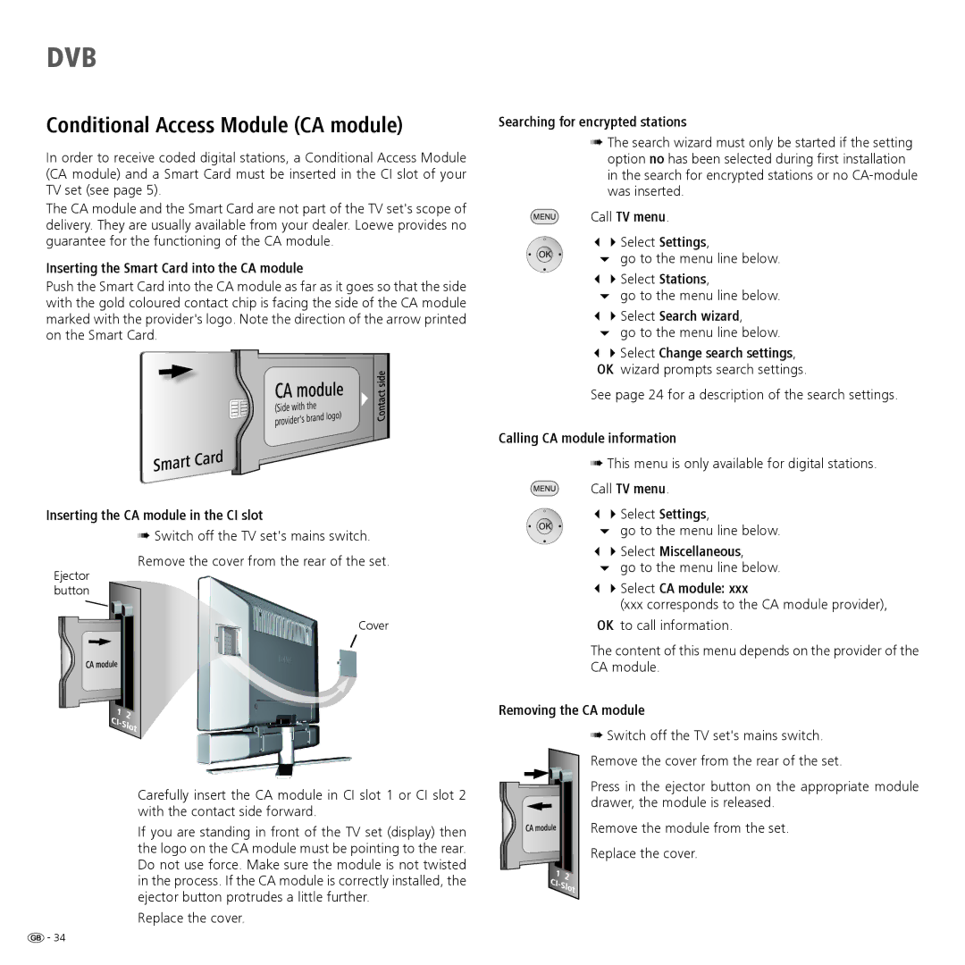 Loewe 32959022 manual Conditional Access Module CA module 