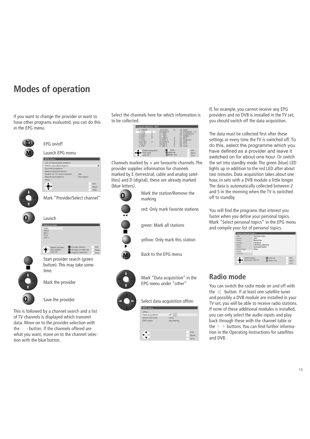 Loewe 3781 ZW, 3981 ZW, 32, 6381 ZW, 5381 ZW operating instructions Radio mode 