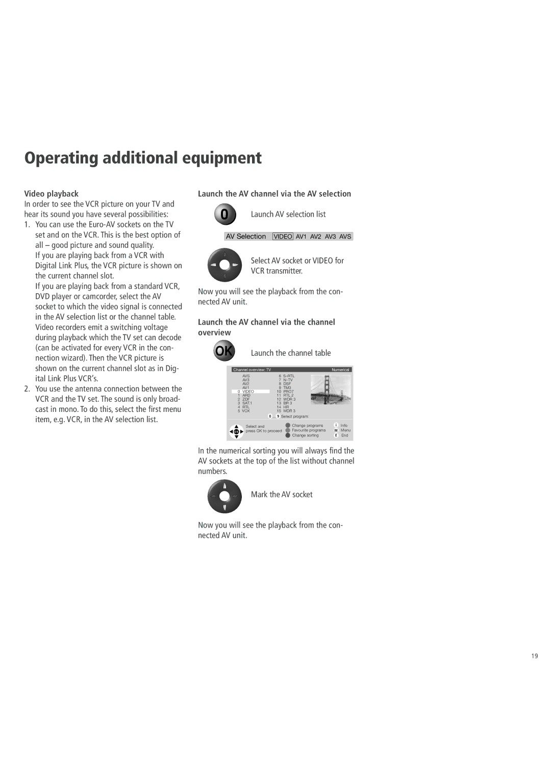 Loewe 3781 ZW, 3981 ZW, 32, 6381 ZW, 5381 ZW operating instructions Operating additional equipment, Video playback 