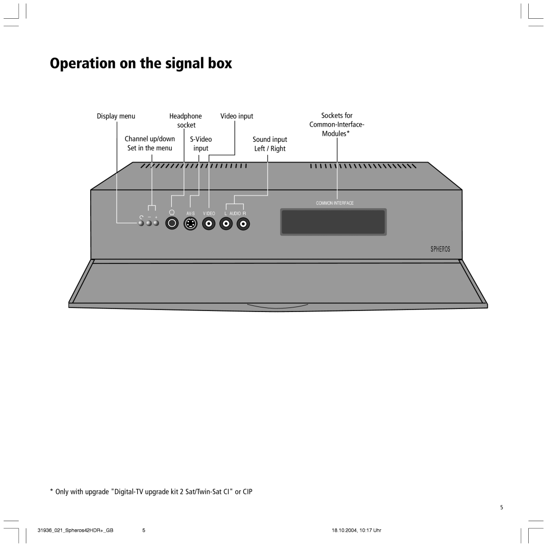 Loewe 42 HD/DR+, Spheros 42 HD manual Operation on the signal box, Display menu, Video input 