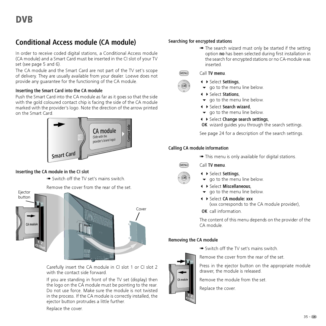 Loewe 52 manual Conditional Access module CA module 