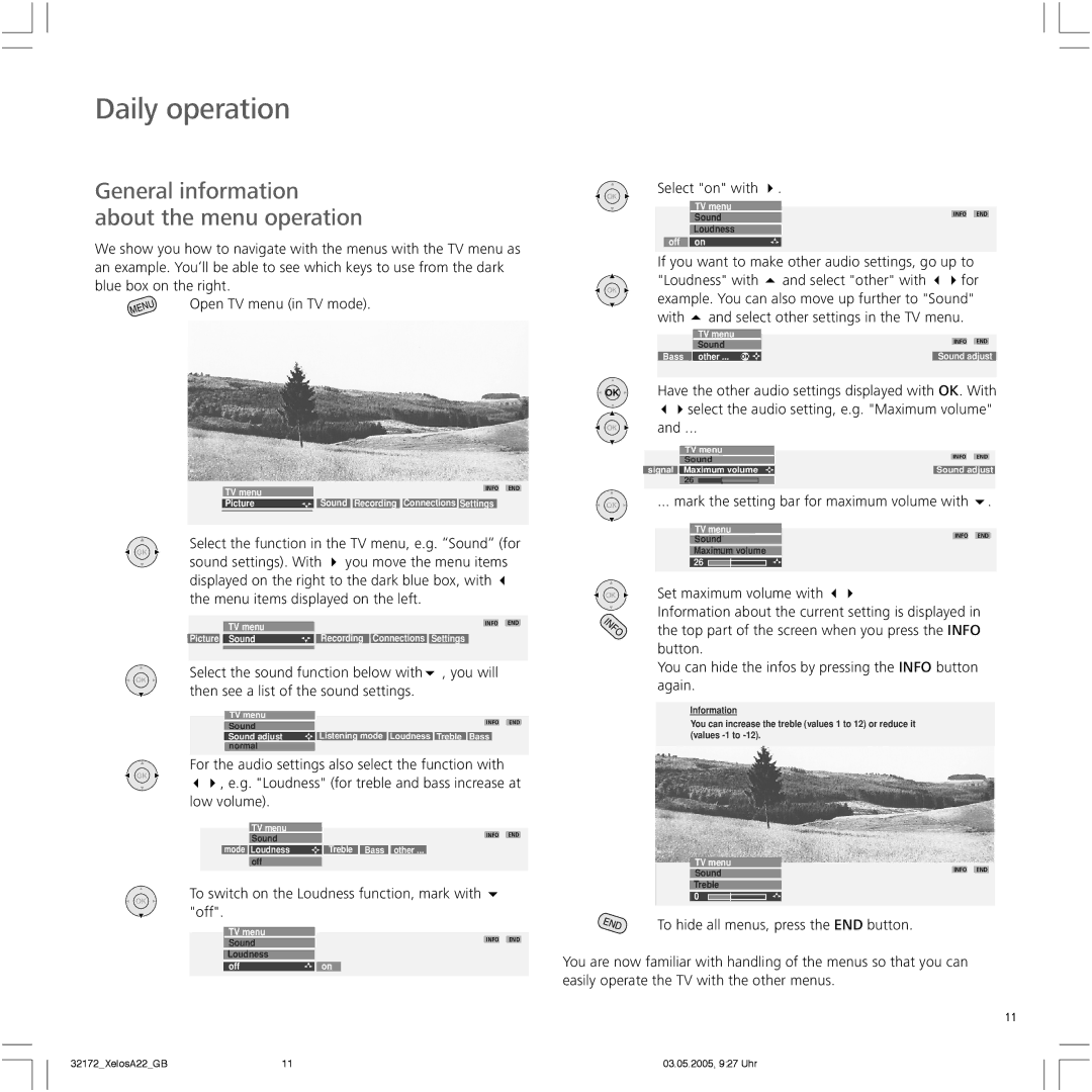 Loewe A 22 manual General information about the menu operation 