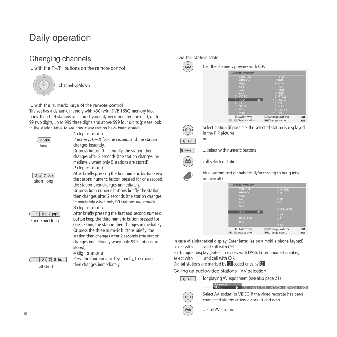 Loewe A 26, A 26 DVB-T, A 26 DVB-T CI operating instructions Daily operation, Changing channels 