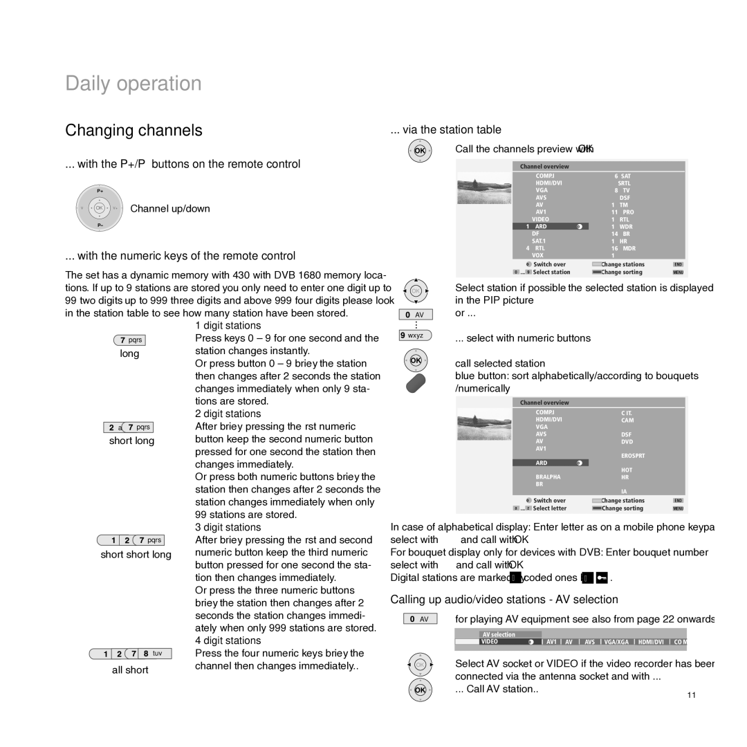 Loewe Xelos A 37, A 32, A 37 manual Daily operation, Changing channels 