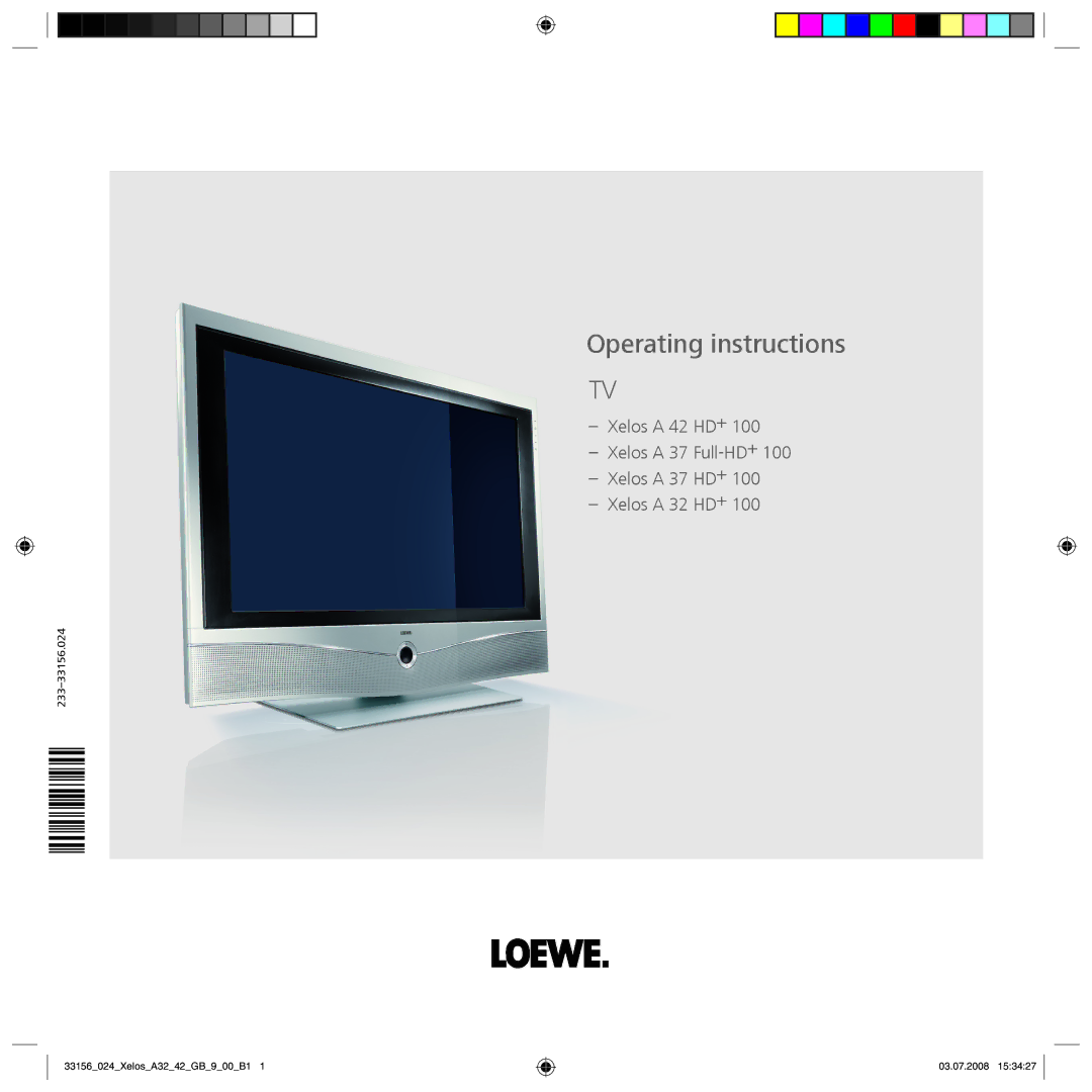 Loewe A 37 HD+ 100, A 37 Full-HD+ 100 manual Operating instructions 