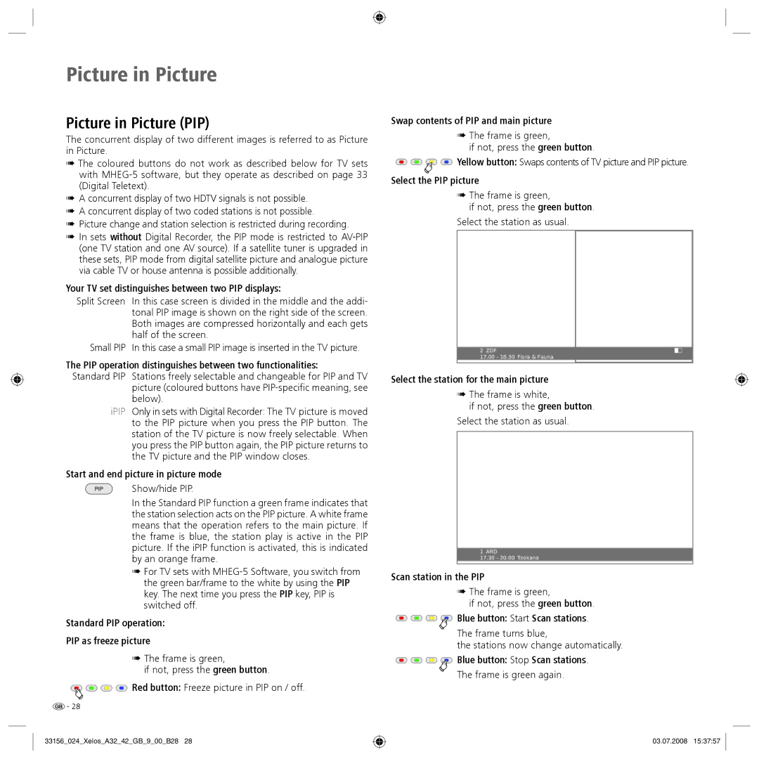 Loewe A 37 HD+ 100, A 37 Full-HD+ 100 manual Picture in Picture PIP 