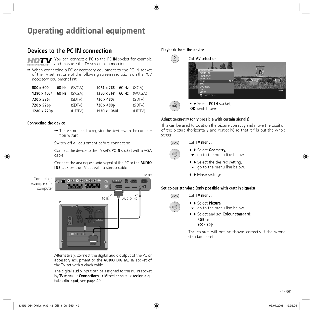 Loewe A 37 Full-HD+ 100, A 37 HD+ 100 manual Devices to the PC in connection 