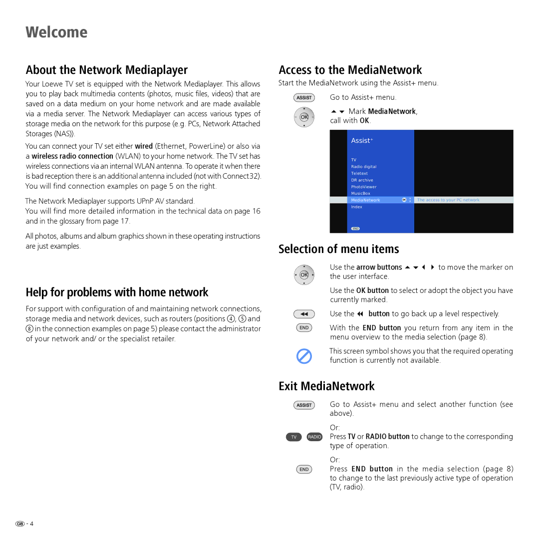 Loewe Accessories TV operating instructions Welcome 