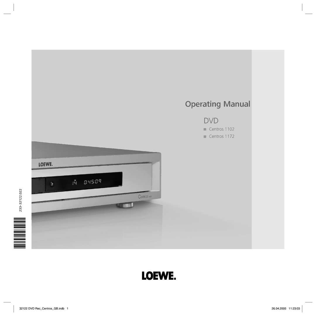 Loewe Centros 1172, Centros 1202 manual Dvd 