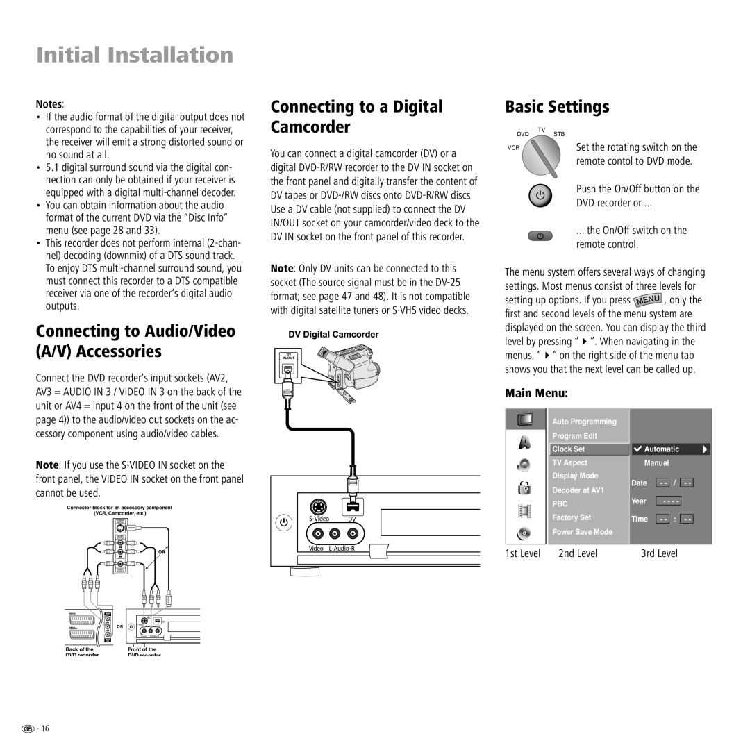 Loewe Centros 2172 HD manual Connecting to a Digital Basic Settings, Camcorder, Connecting to Audio/Video, Accessories 