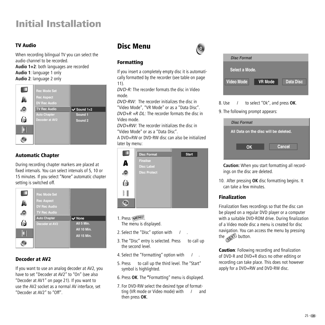 Loewe Centros 2102 HD, Centros 2172 HD manual Disc Menu 