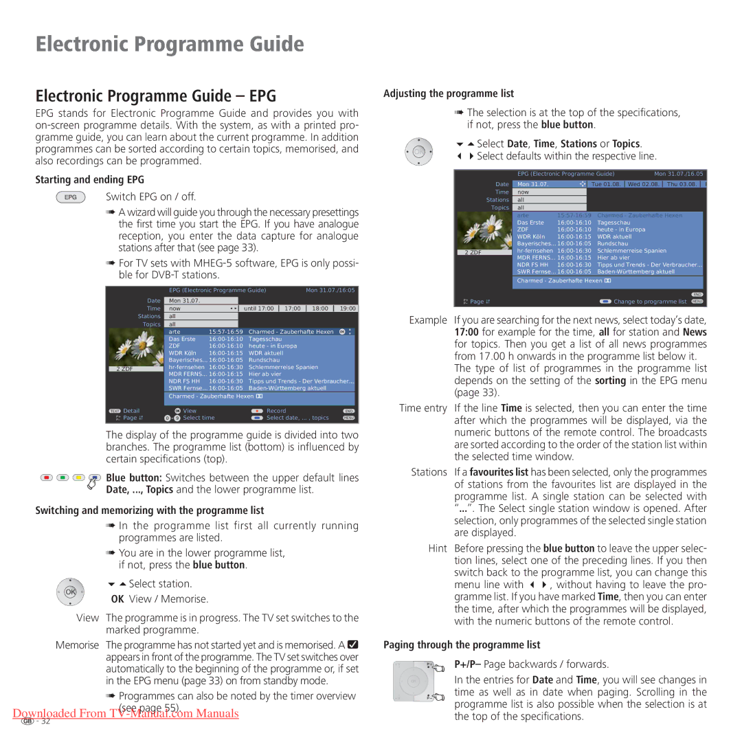 Loewe Connect 32 Full-HD+ 100, Connect 37 Full-HD+ 100, Connect 42 Full-HD+ 100 manual Electronic Programme Guide EPG 