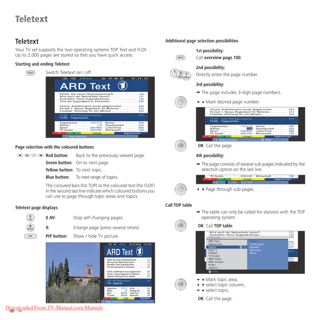 Loewe Connect 42 Full-HD+ 100, Connect 37 Full-HD+ 100, Connect 32 Full-HD+ 100 manual Teletext 