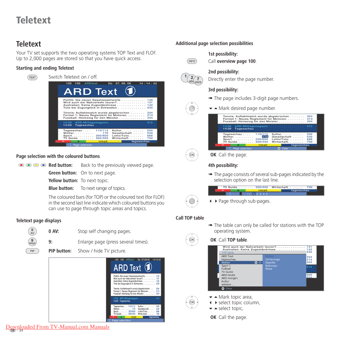 Loewe Connect 42 Full-HD+ 100, Connect 37 Full-HD+ 100, Connect 32 Full-HD+ 100 operating instructions Teletext 