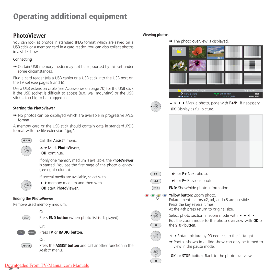 Loewe Connect 42 Full-HD+ 100, Connect 37 Full-HD+ 100, Connect 32 Full-HD+ 100 operating instructions PhotoViewer 