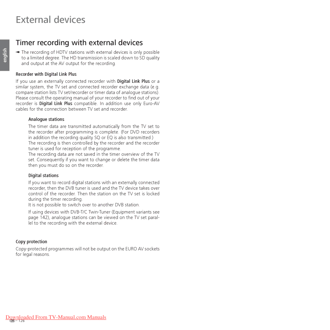 Loewe Individual 46 Compose 3D Timer recording with external devices, Recorder with Digital Link Plus, Analogue stations 